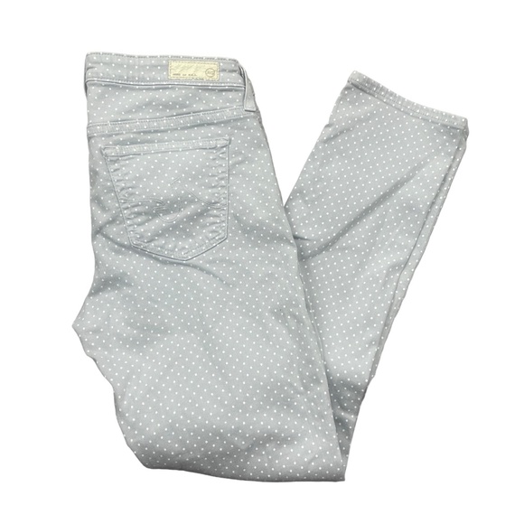 AG Adriano Goldschmied 28R Gray White Polka Dot Slim Straight The Stevie Ankle - Picture 2 of 6